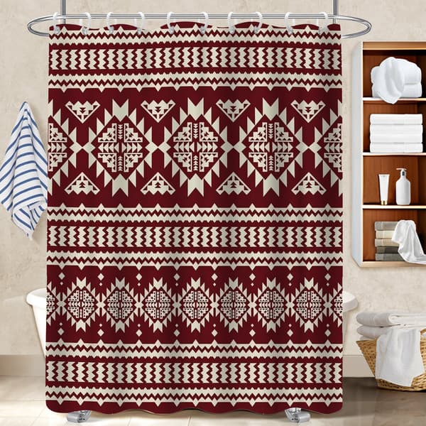 Vattentäta duschdraperier för badrum, 180x180cm Fair Isle-mönstrat duschdraperifoder med viktad botten för ökad integritet 180x180cm
