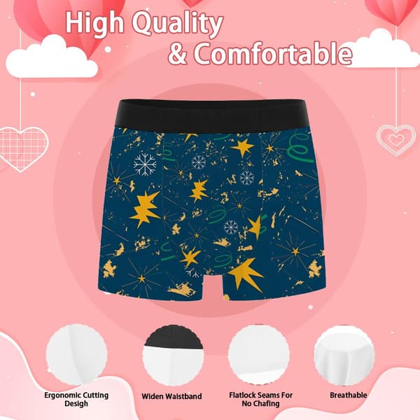 Herre Alsidige Print Boxer Briefs Komfortabel Pasform Undertøj Perfekt til Julefrokoster & Afslapning M