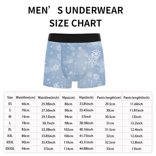 Snefnug-tema herre boxershorts hurtigtørrende åndbart undertøj ideelt til gave til ham M