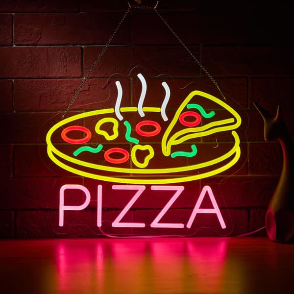 Pizzaneonskylt för väggdekor Dimbar LED-neonskylt USB-driven neonkonstskylt dekor