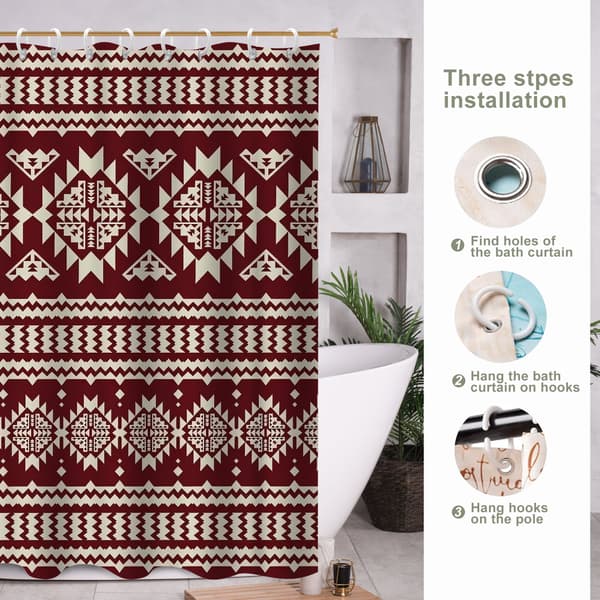 Vattentäta duschdraperier för badrum, 180x180cm Fair Isle-mönstrat duschdraperifoder med viktad botten för ökad integritet 180x180cm