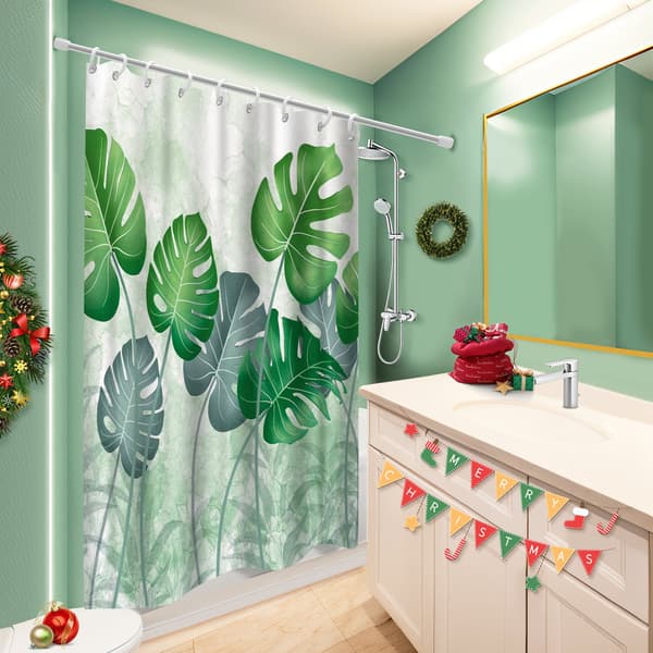 Blomsterbadeforheng, 180x180cm Muggresistent Badekarforheng for Badekar 180x180cm