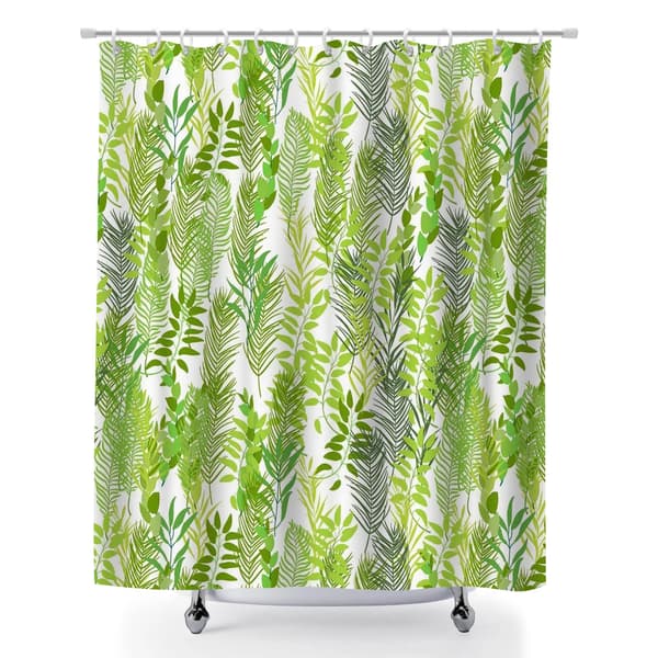 Duschdraperi, snabbtorkande duschdraperifoder med lövmönster och viktad botten för hem, husbilar 180x180cm