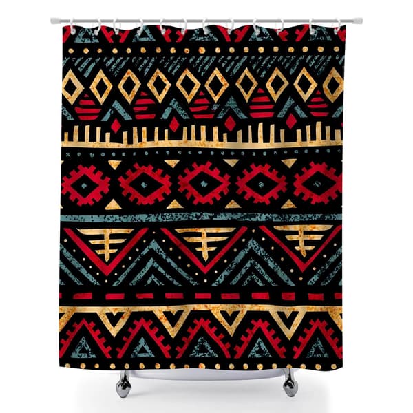 Polyester Badeforhæng med Rustfrie Øjer, 180x180cm Vaskbart Boho Print Badeforhæng til Lejlighed 180x180cm