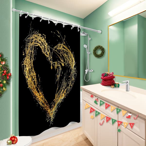 Love Hearts stofbruseforhæng til badeværelse, skimmelresistent polyesterforhæng med kroge til badekar 180x180cm