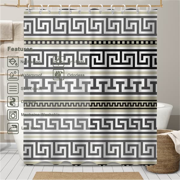 Duschdraperi med Fair Isle-design för badrum, duschdraperifoder i bondgårdsstil med viktad botten för skjutdörrsskenor 180x180cm