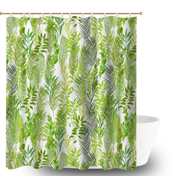 Duschdraperi, snabbtorkande duschdraperifoder med lövmönster och viktad botten för hem, husbilar 180x180cm