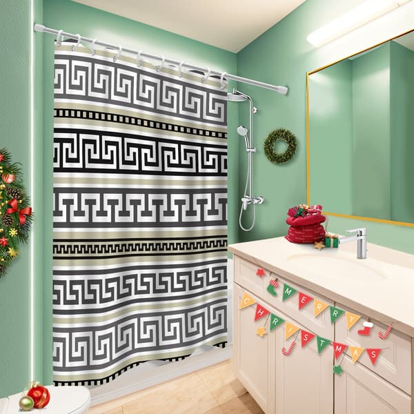 Duschdraperi med Fair Isle-design för badrum, duschdraperifoder i bondgårdsstil med viktad botten för skjutdörrsskenor 180x180cm