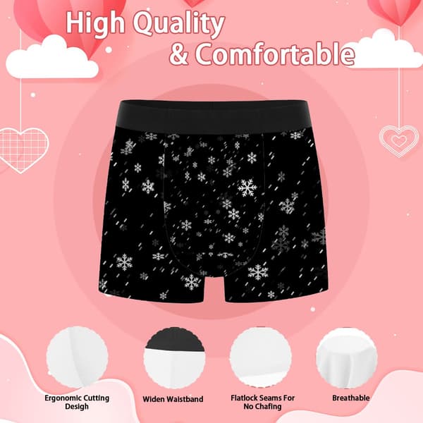 Vinter Snøfnugg Boxer Briefs for Menn Mykt Elastisk Undertøy Perfekt for Hverdag og Julebord S