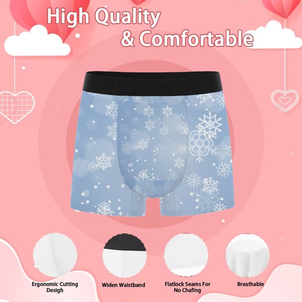 Snefnug-tema herre boxershorts hurtigtørrende åndbart undertøj ideelt til gave til ham M