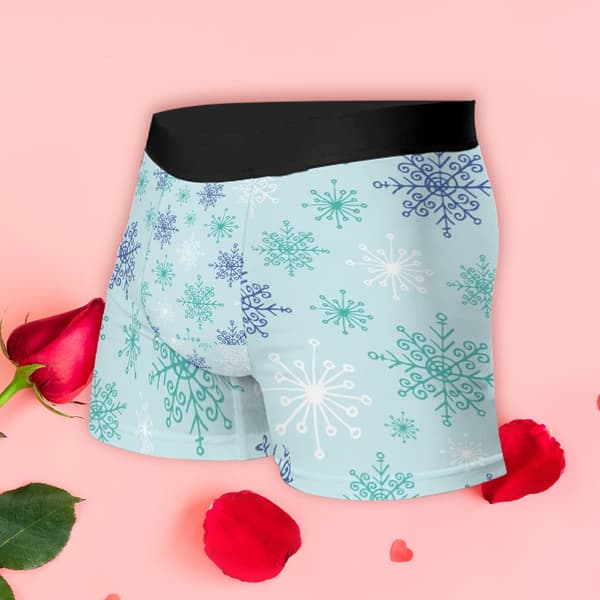 Festlige snøfnugg boxer briefs for menn Lett pustende undertøy perfekt for vinteren XL