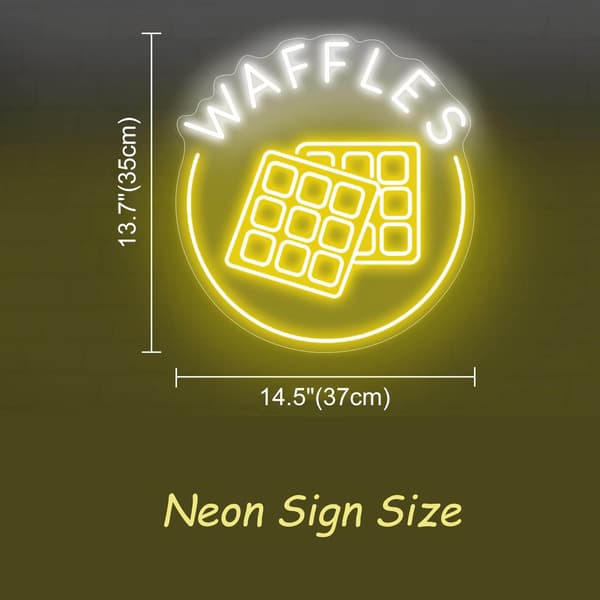 Våfflor Neonskylt Bageri Dessert Hus LED Neonljus Kafé Hem Kök Väggkonst Dekoration Present, Matrumsdekor, Mat Neonljus