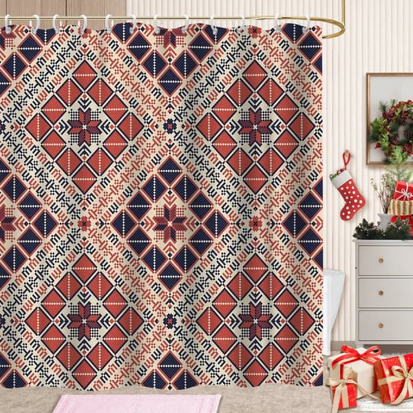 Vattentätt Duschdraperi, 180x180cm Mönstrat Etniskt Tryck Draperi Foder för Hem, Hotell 180x180cm