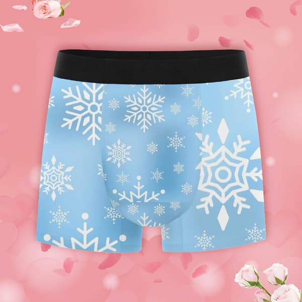 Snowflakes Tryckta Herrkalsonger Boxertrosor Stretch Bekväm Passform för Högtidsfirande M