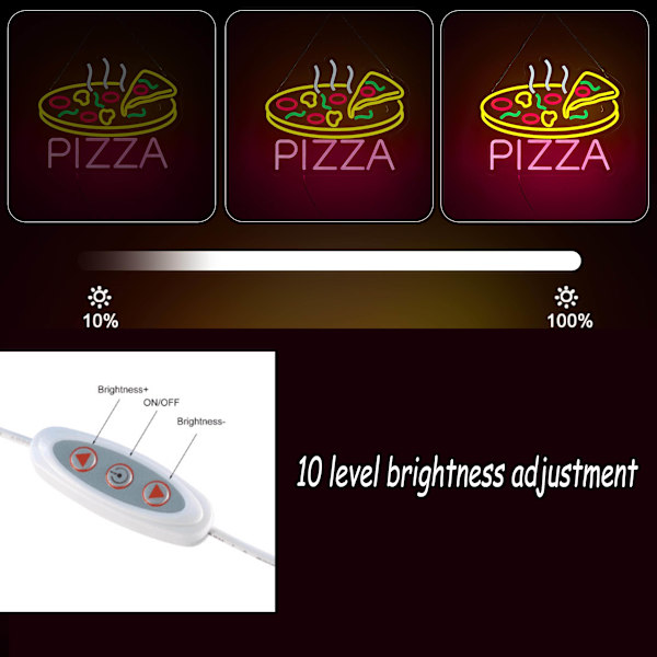 Pizzaneonskylt för väggdekor Dimbar LED-neonskylt USB-driven neonkonstskylt dekor
