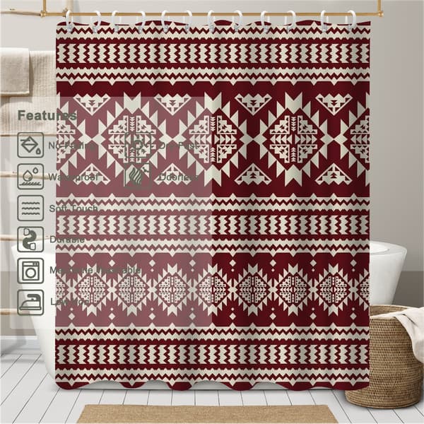 Vattentäta duschdraperier för badrum, 180x180cm Fair Isle-mönstrat duschdraperifoder med viktad botten för ökad integritet 180x180cm