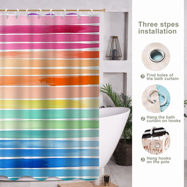 Polyester Badeforhæng, 180x180cm Skimmelresistent Moderne Tie Dye Bruseforhæng til Badekar 180x180cm
