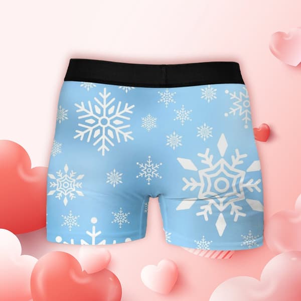 Snøfnuggtrykk Boxershorts for menn, elastisk komfortpassform for høytidsfeiringer M