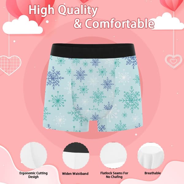 Festlige snøfnugg boxer briefs for menn Lett pustende undertøy perfekt for vinteren XL