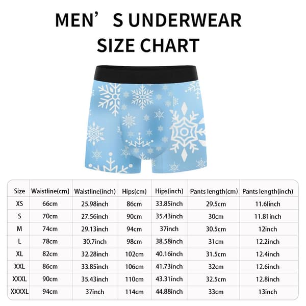 Snowflakes Tryckta Herrkalsonger Boxertrosor Stretch Bekväm Passform för Högtidsfirande M