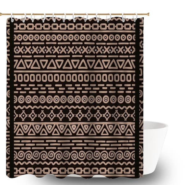 Bohemiskt Mönstrad Vattentät Duschdraperi Set med 12 Krokar, Mögelresistent Polyester Badrumstillbehör för Badrumsrenovering 180x180cm