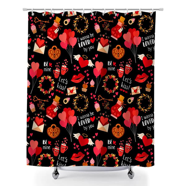Dusjforheng til bad, standard størrelse romantiske hjerter polyester stoffgardin til bad 180x180cm