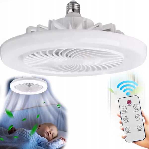 Takfläkt med LED-belysning och fjärrkontroll – 360 graders rotation