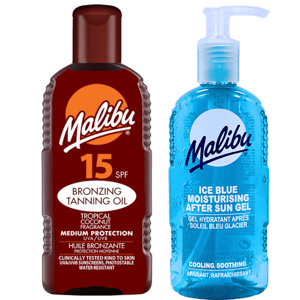Malibu Sunscreen Oil Spf15 200Ml + After Sun Gel 200Ml