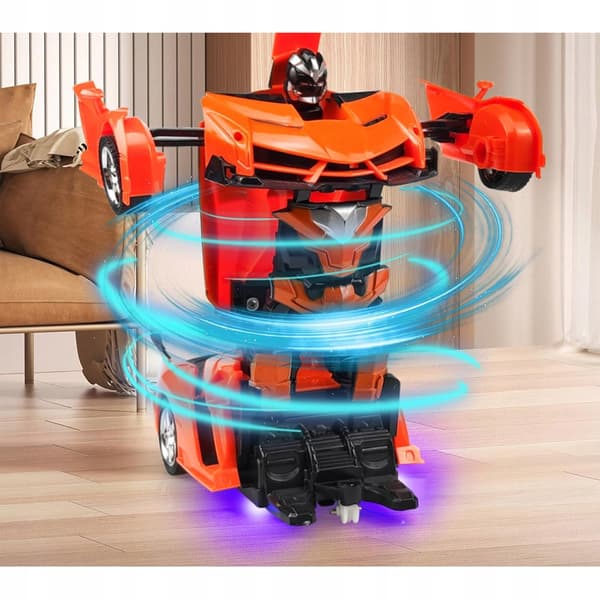 Fjärrstyrd 2-I-1 Transformationsbil Och Robot Med Ljus Och Ljud - Orange