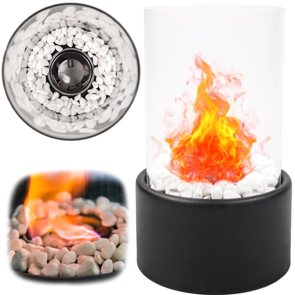 Bordplade Bio Ethanol Pejs Sort Glas Indendørs Udendørs 21cm
