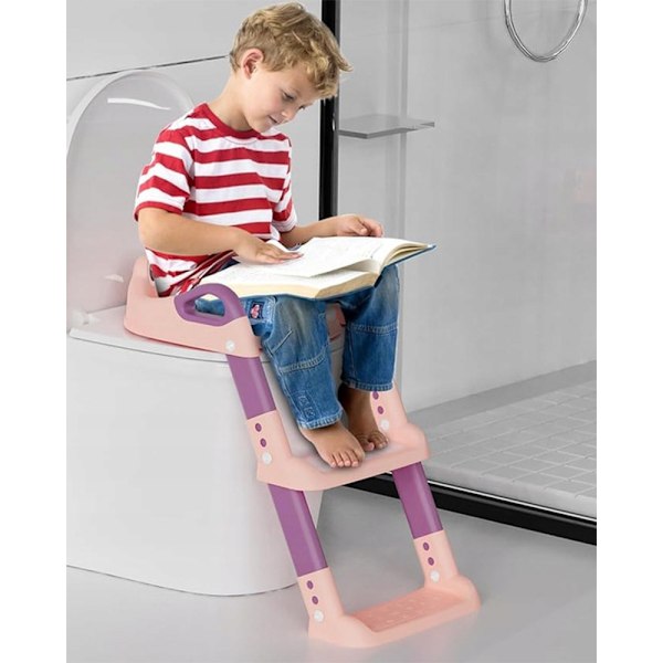 Børnevenlig Toiletstol Med Justerbar Trin – Kiddistep Pink