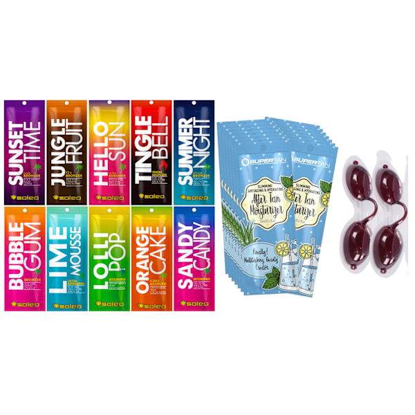Soleo Basic Sachet Package 100 Stycken + 20 Stycken After Tan + 2 Stycken Glasögon