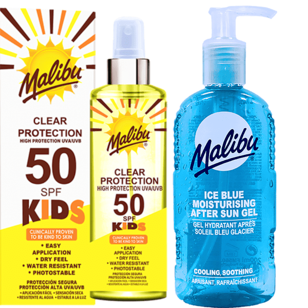 Malibu Colorless Spray Lapsille Spf50 250Ml + After Sun Gel 200Ml