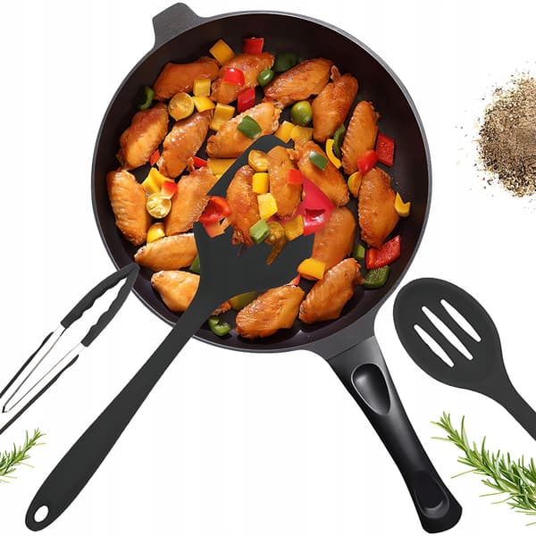 Silikon Kökredskap Set Svart - 10 Delar För Modern Matlagning