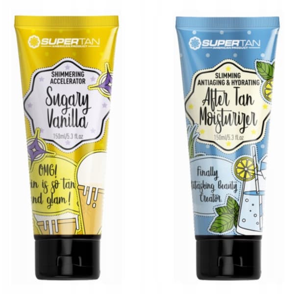 Supertan-Set: Sugary Vanilla-Accelerator 150 Ml + After Tan-Lotion 150 Ml