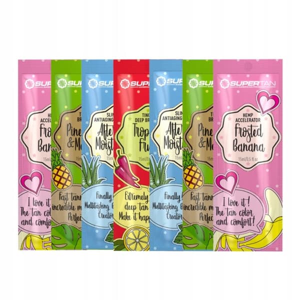 Supertan 2Xfrosted Banana 2X Pineapple&Mango 1Xtropicalfruits 2X Aftertan 7X15Ml