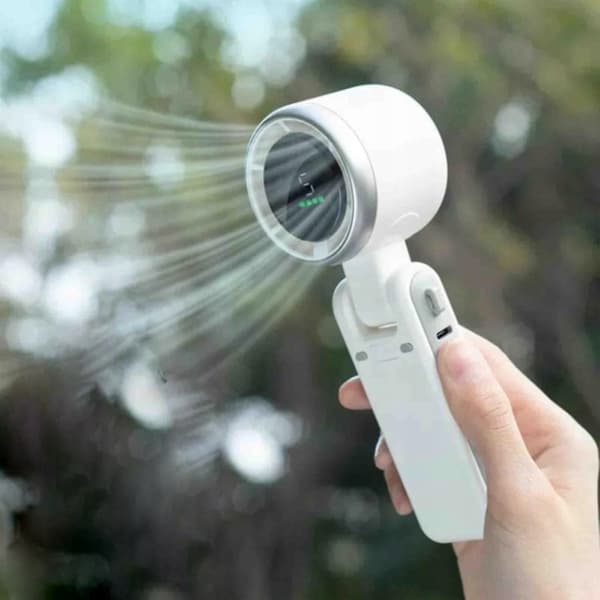 Bærbar Turbo Køleventilator Stille 5 Hastigheder 10t Batteri Hvid Grå