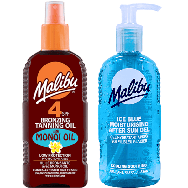 Malibu Spf4 Bronzing Oil Spray Monoilla + Ice Blue After Sun Gel 200 Ml