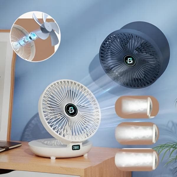 Mini bærbar ventilator foldbar USB 5 hastigheder 10 timers batteri