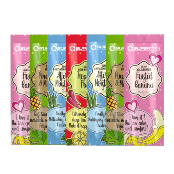Supertan 2Xfrosted Banana 2X Pineapple&Mango 1Xtropicalfruits 2X Aftertan 7X15Ml