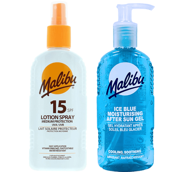Malibu Waterproof Spray Spf15 200Ml + After Sun Gel 200Ml