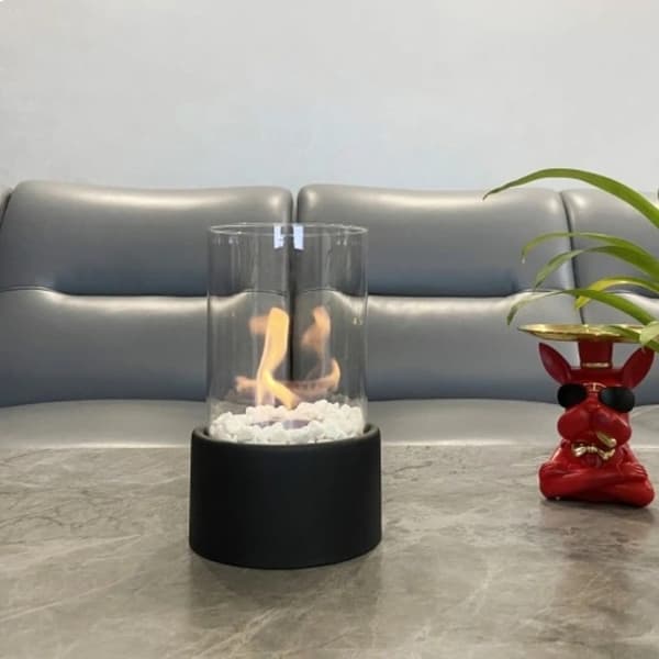 Bordsskiva Bio Etanol Eldstad Svart Glas Inomhus Utomhus 21cm