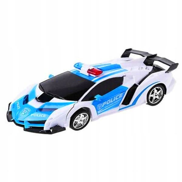 RC Polisbil Robot 2i1 Transformera Ljus Ljud Barnleksak