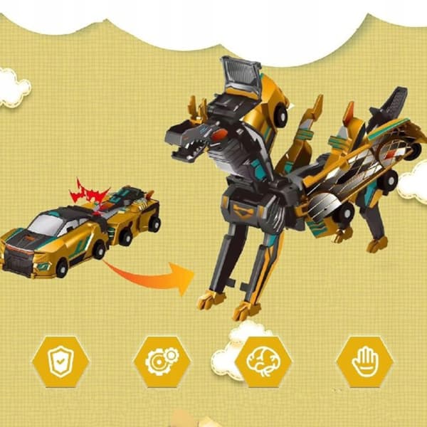 RoarWheel Magnetisk Dino Bil Leksak 2i1 Transform Guld Barn 3+