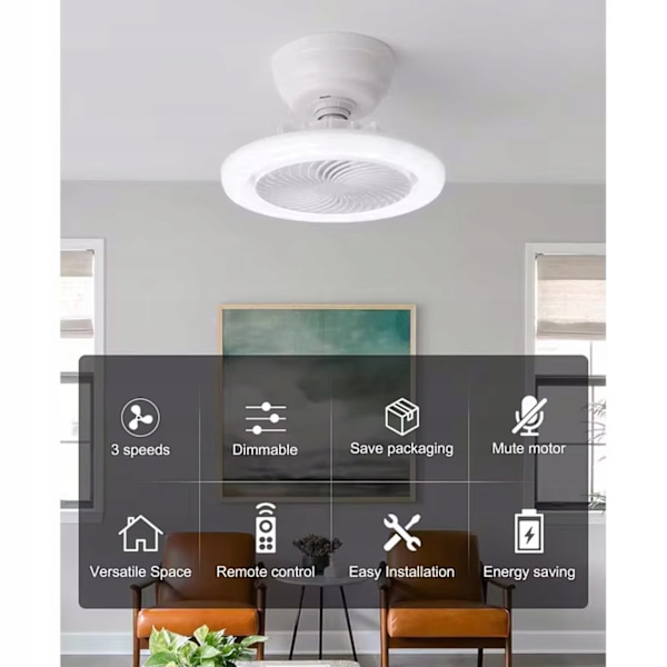 Takfläkt med LED-belysning och fjärrkontroll – 360 graders rotation