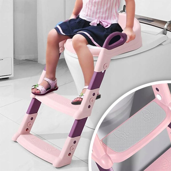 Børnevenlig Toiletstol Med Justerbar Trin – Kiddistep Pink