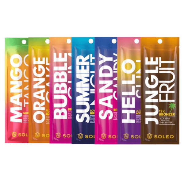 Soleo Mangotango Orangecake Hellosun Sandycandy Bubblegum Junglefruit Summernight 7X15Ml
