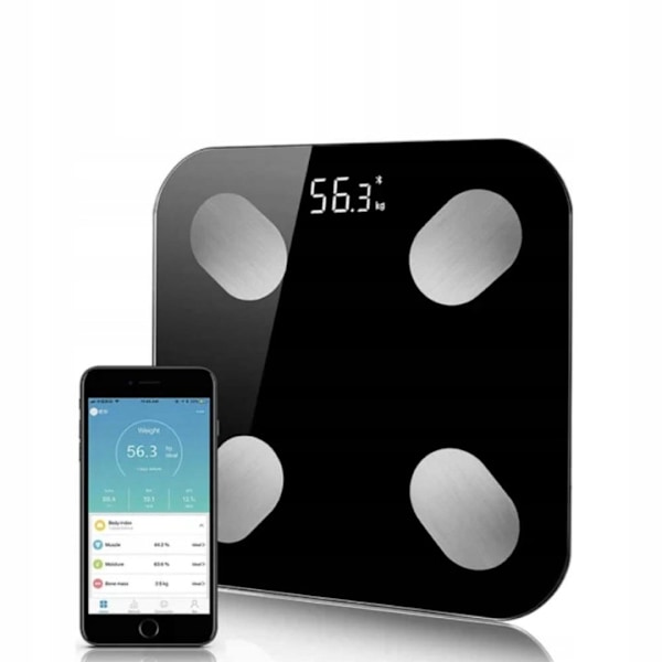 Smart Analytisk Bluetooth Badrumsvåg Svart + Mätkran
