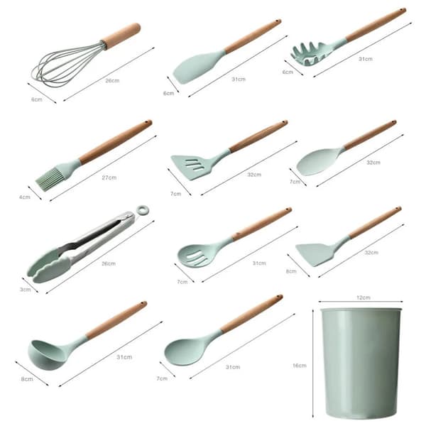 Kökstillbehör Set Köksredskap 12 St. Silikon Bambu Set Matt