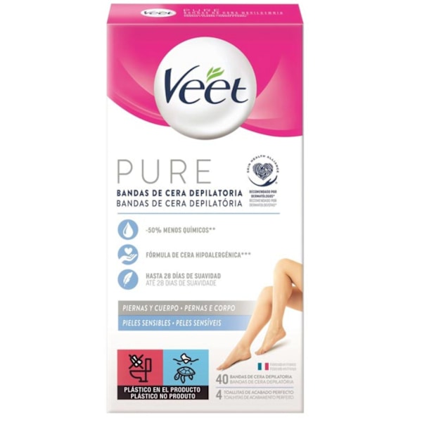 Veet Pure Body Depilation Voksstrimler For Sensitiv Hud 40 Stk.